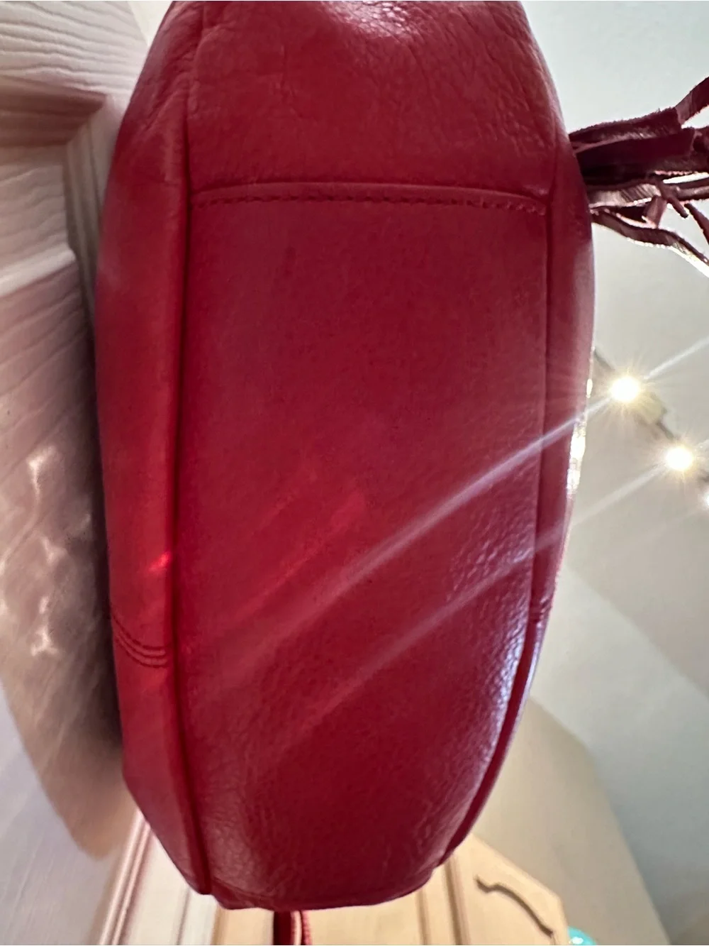 Lucky Brand Red Leather Hobo Shoulder Bag